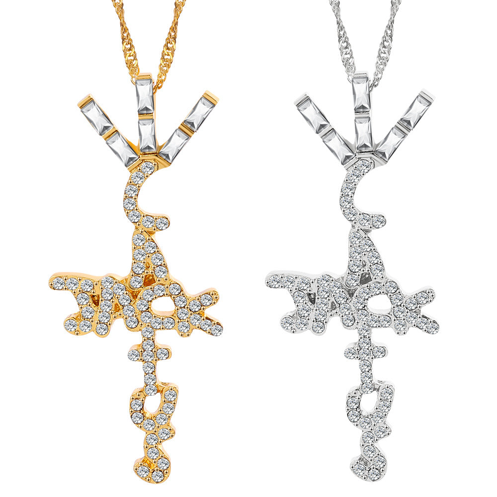 Wholesale Cactus Jack Letter Hollow Pendant Alloy Necklace